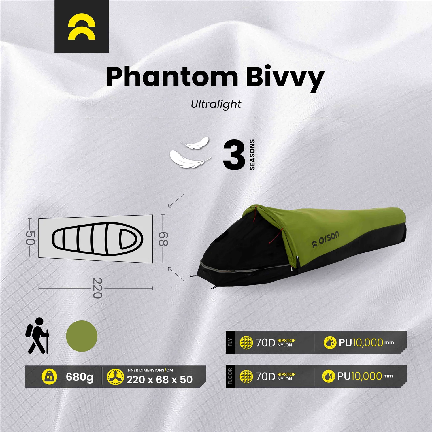 Orson Phantom Bivvy | Ultralight 1 Person Bivvy Bag | 0.68kg - Image 15